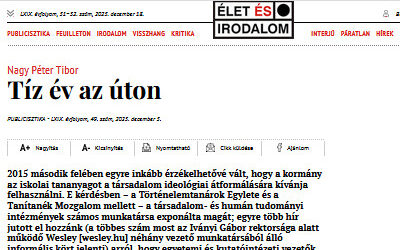 Cikk az Élet és Irodalomban
